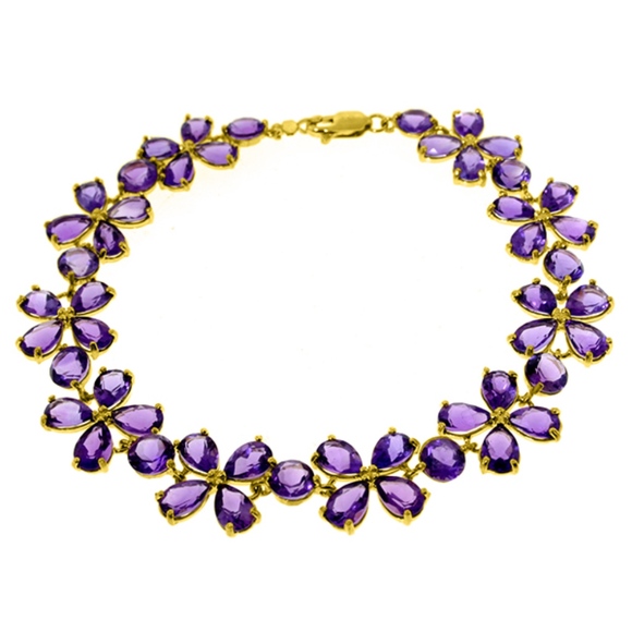 Amethyst Line Bracelet In 14K Yellow Gold-8328402y14 14K. SOLID GOLD BRACELETS WITH NATURAL AMETHYSTS